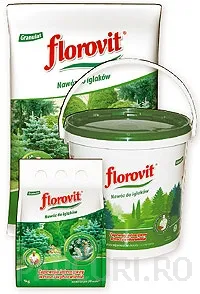 Poza Ingrasamant chimic complex Florovit granulat, pentru fertilizare conifere si plante rasinoase de gradina, ambalaj 1 kg